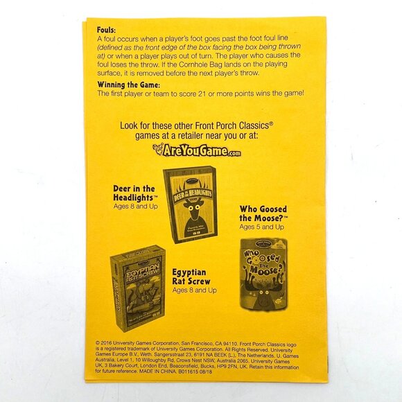 Indoor Cornhole Game Front Porch Classics Bag Throwing Fun For Kids & Adults New - Picture 9 of 13